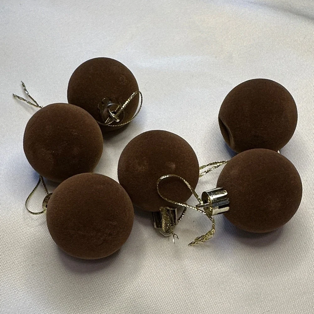 Set of Fall Colored Velvet Christmas Ornaments
